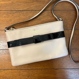 NEW Kate Spade 'Janelle' Bow Taupe & Black Leather Crossbody Purse